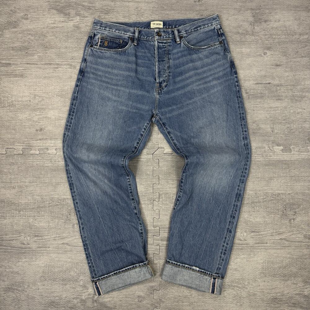 Todd Snyder Men 34x32 (34x30) Selvedge Denim Jeans Classic Fit Light Wash Blue